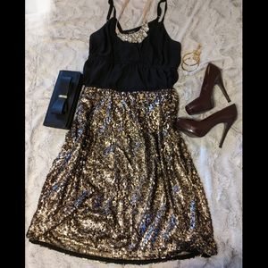 Fabulous Gold & Black Sequin Skirt Ava &Viv 3X